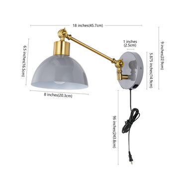 Lisa 18" Swing Arm Modern Midcentury Iron USB Charging Port LED Sconce - JONATHAN Y